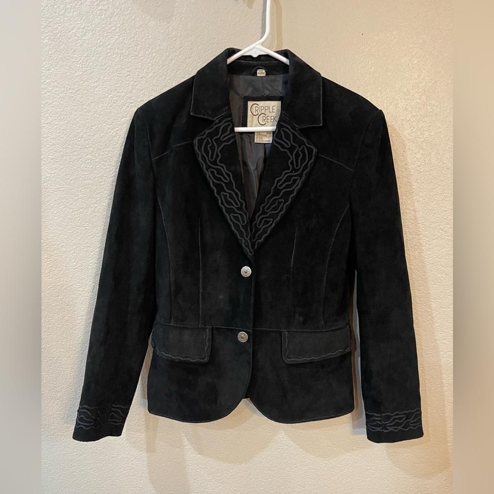 Cripple Creek Women's Black Suede Jacket western jacket medium equestrian style